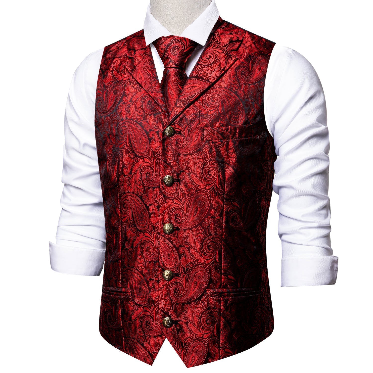 GentCrest Red Paisley Vest Set - Image 6