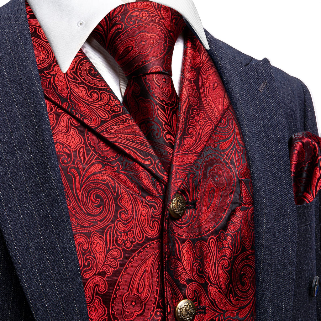 GentCrest Red Paisley Vest Set - Image 1