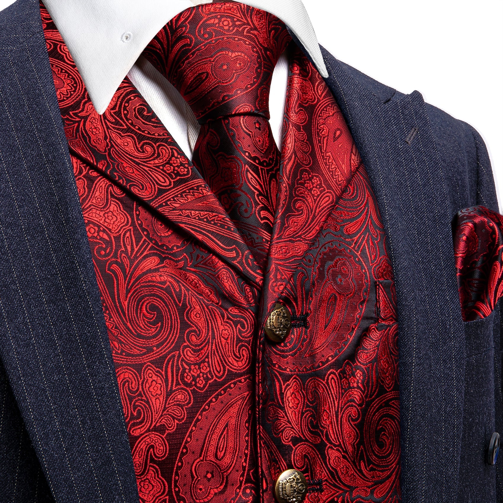 GentCrest Red Paisley Vest Set - Image 1