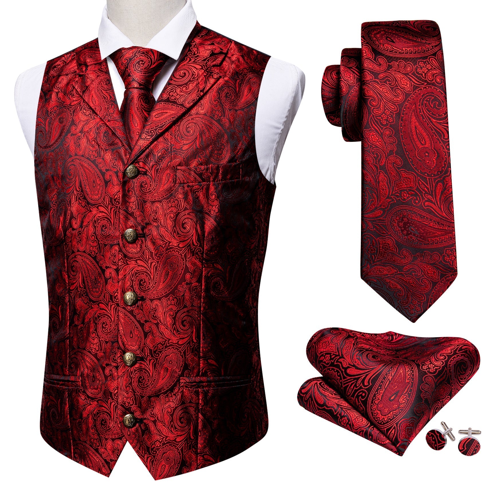 GentCrest Red Paisley Vest Set - Image 2