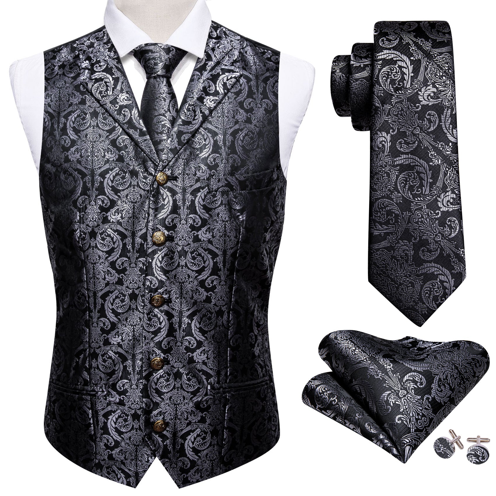 GentCrest Black Paisley Vest Set - Image 2