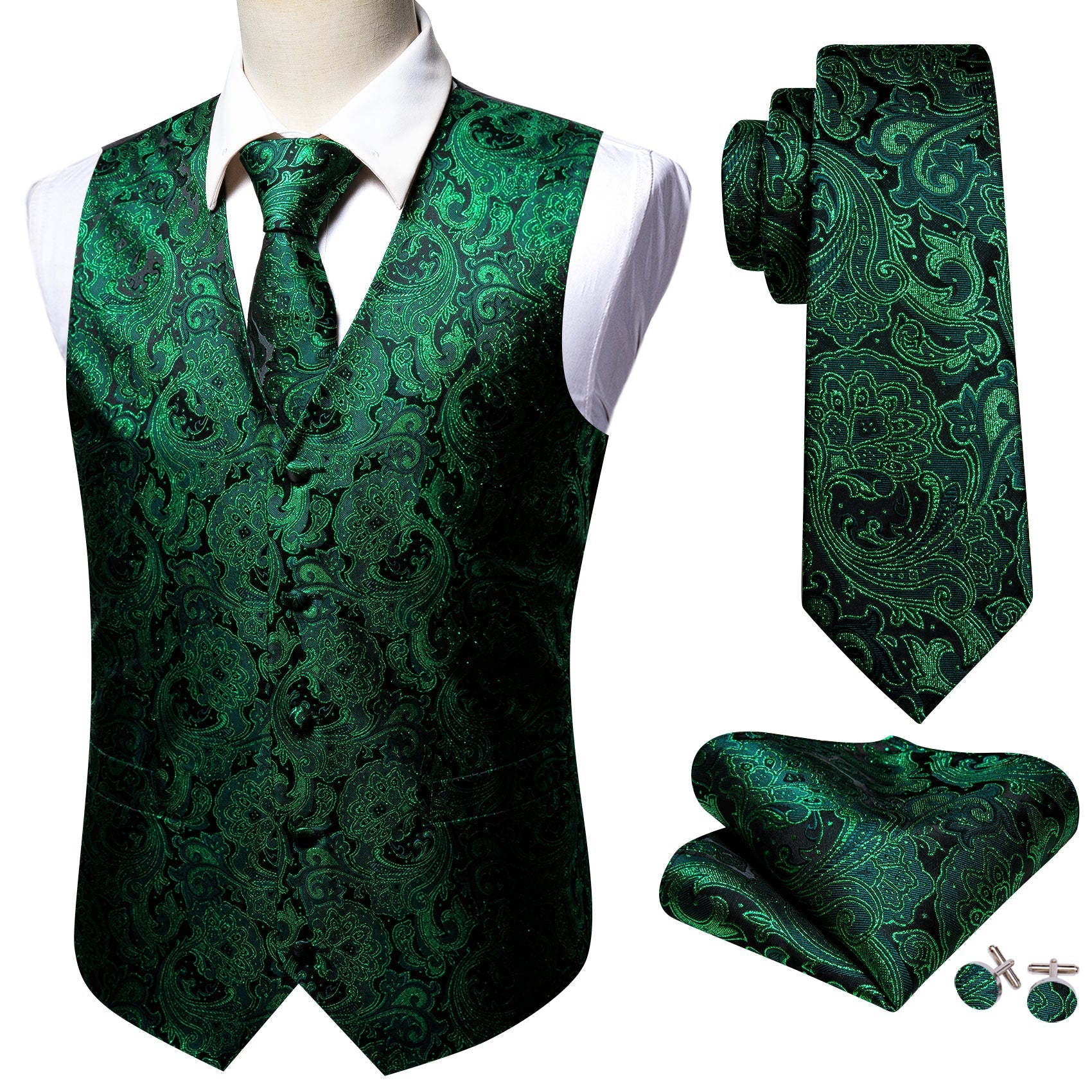 GentCrest Green Paisley Vest Set - Image 4