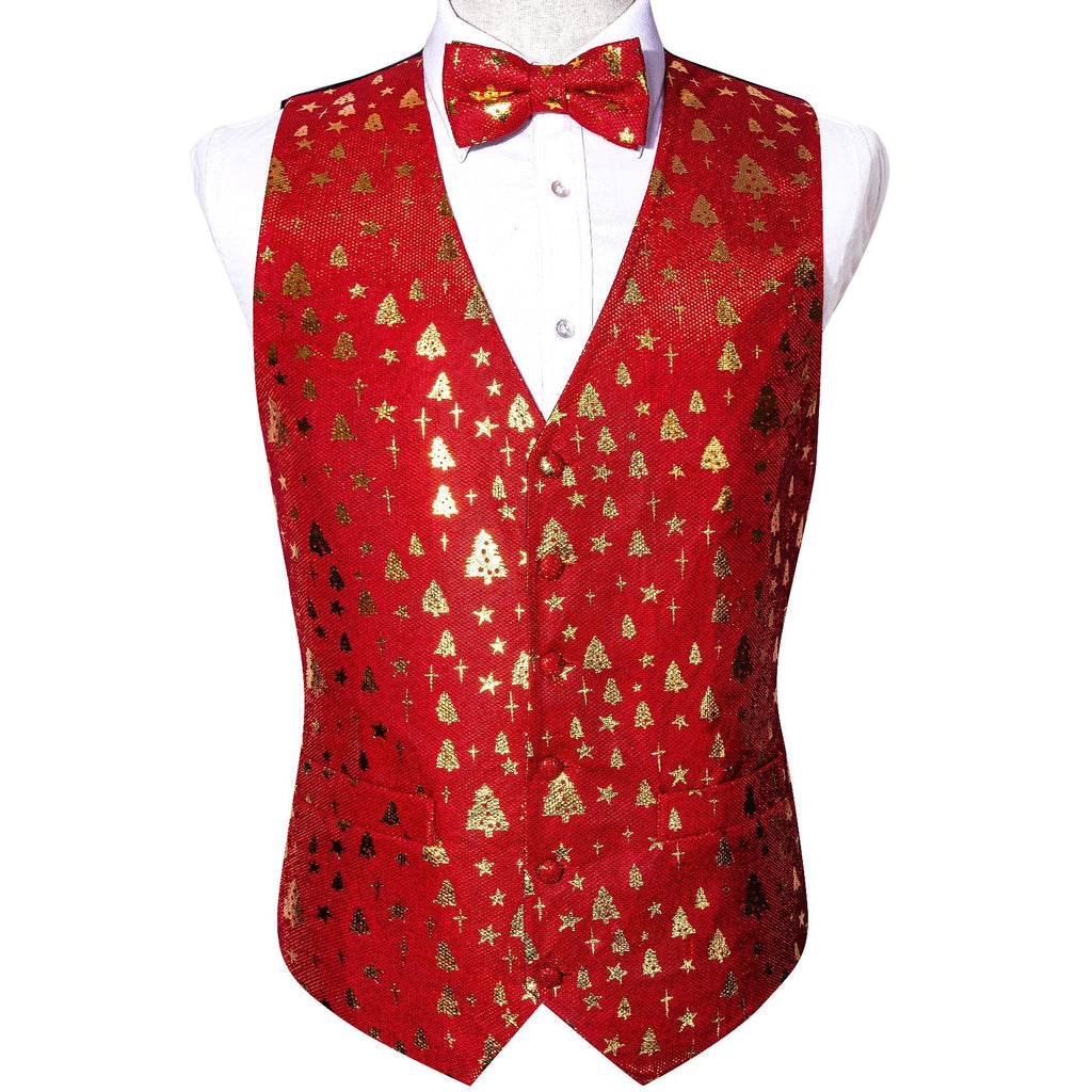Crimson & Gold Christmas Tree Festive Vest Set - GentCrest