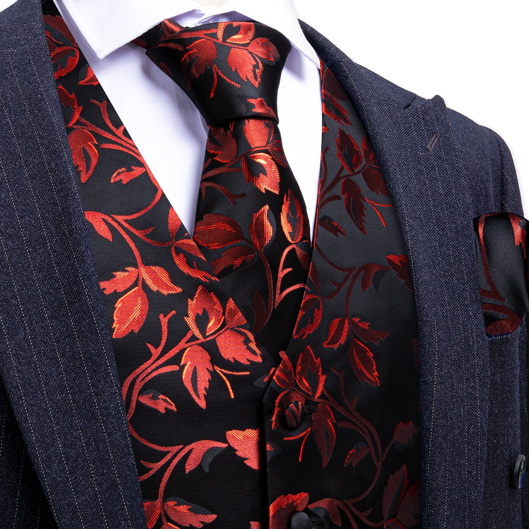 GentCrest Black Floral Vest Set - Image 1