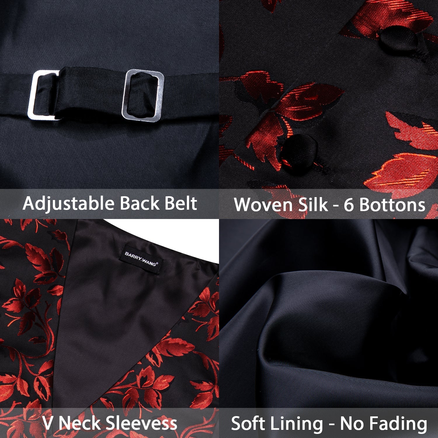 GentCrest Black Floral Vest Set - Image 7