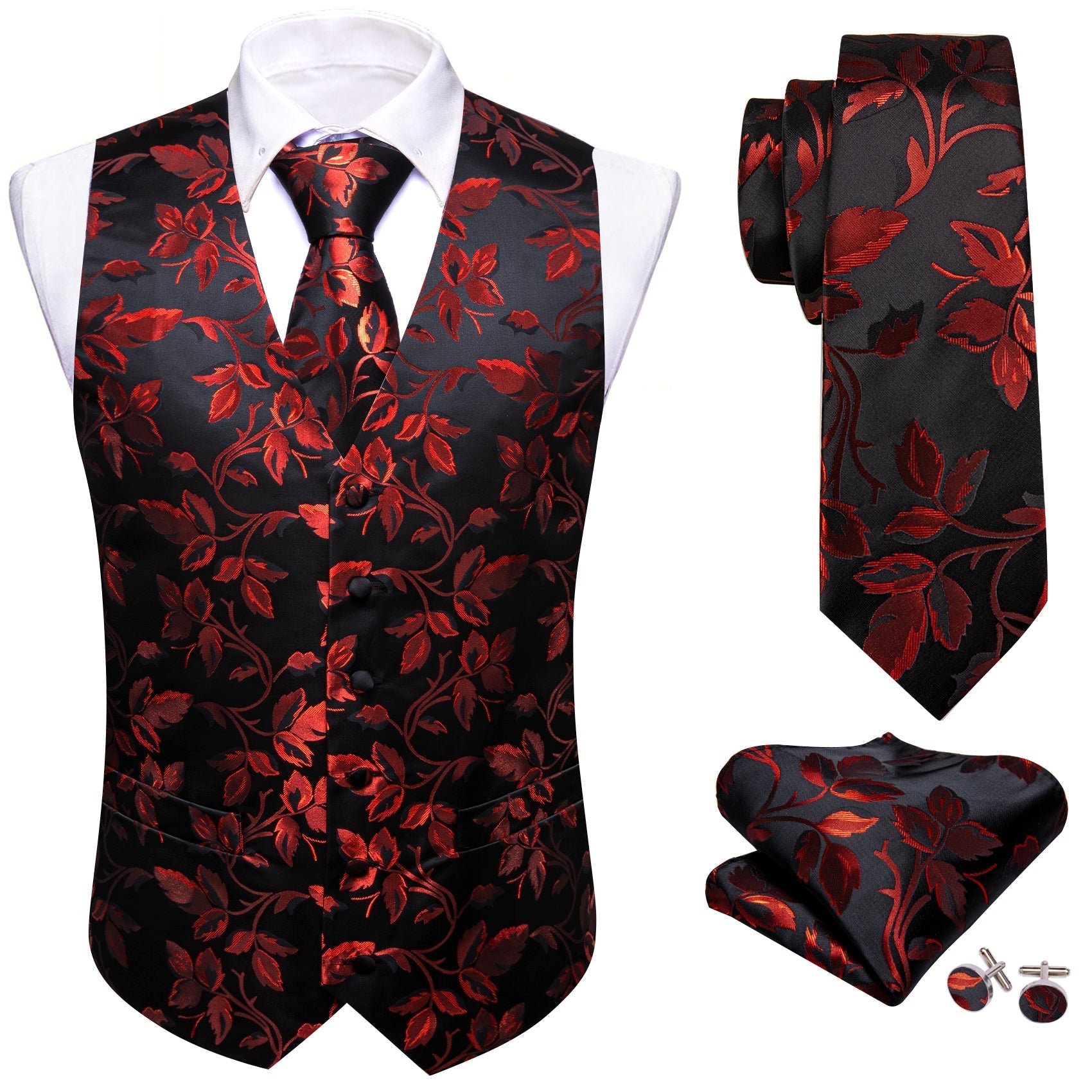 GentCrest Black Floral Vest Set - Image 2
