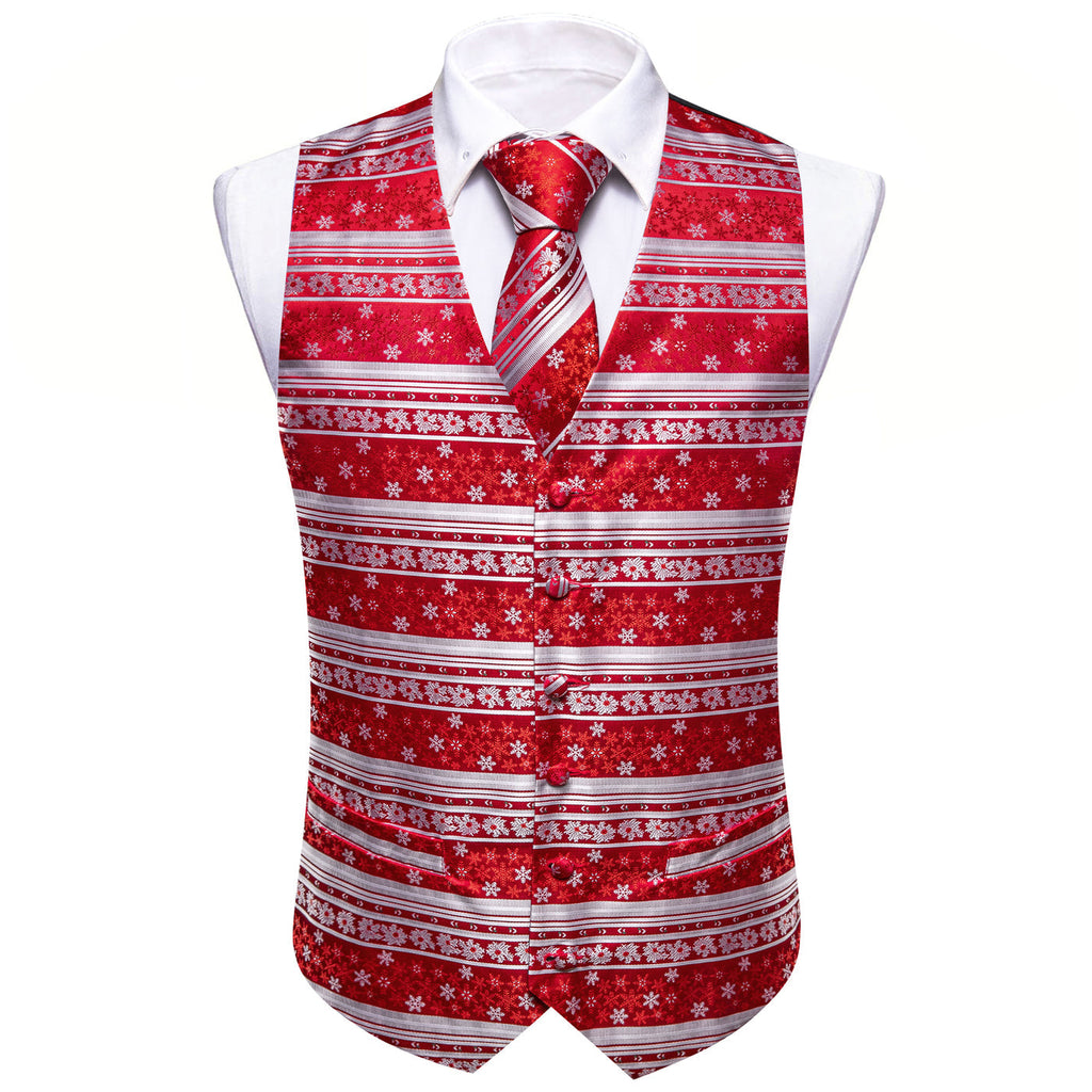 Christmas Red and White Snowflakes Vest Set - GentCrest - View 4