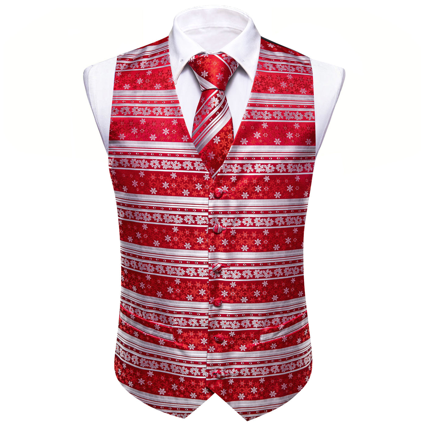 Christmas Red and White Snowflakes Vest Set - GentCrest - View 4