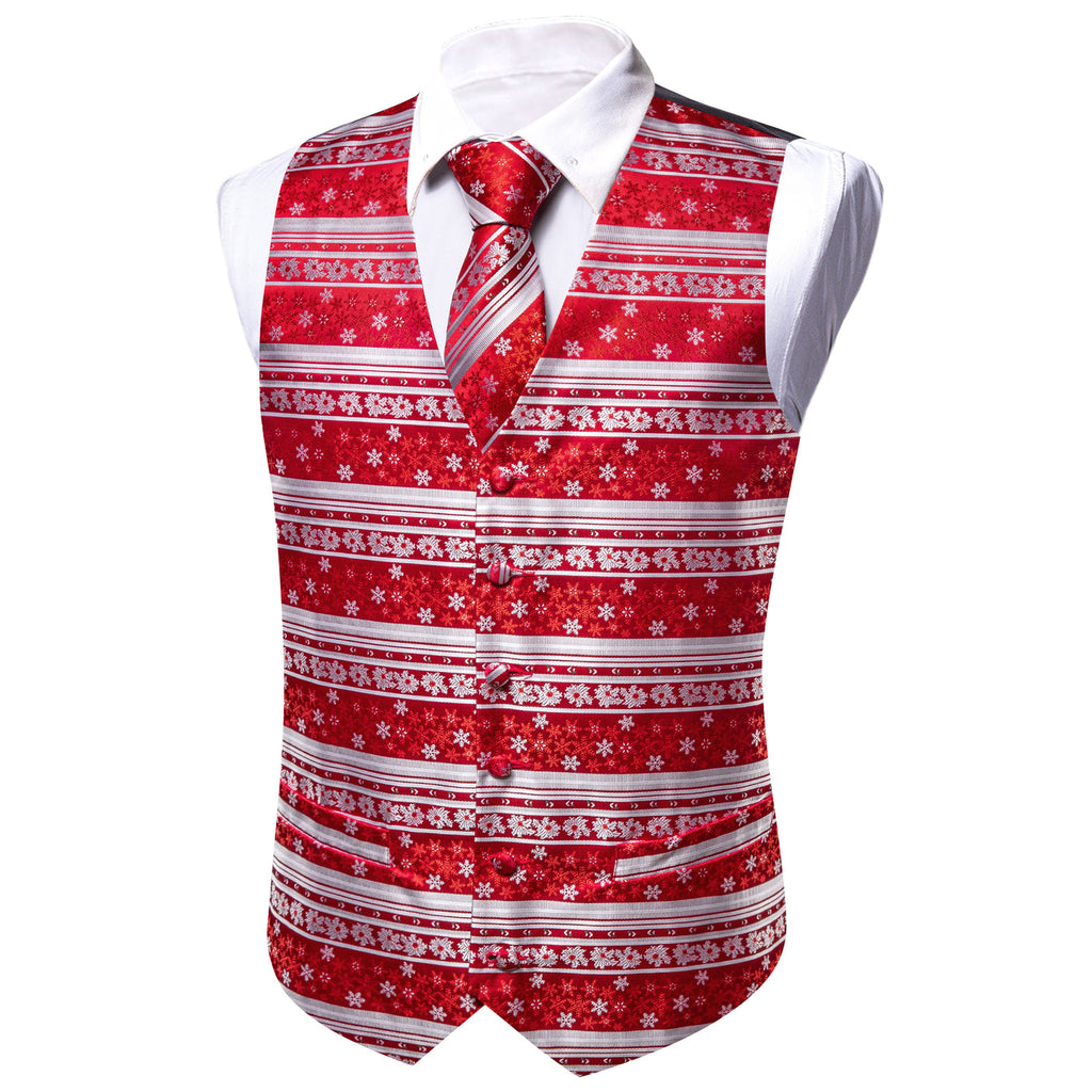 Christmas Red and White Snowflakes Vest Set - GentCrest - View 5