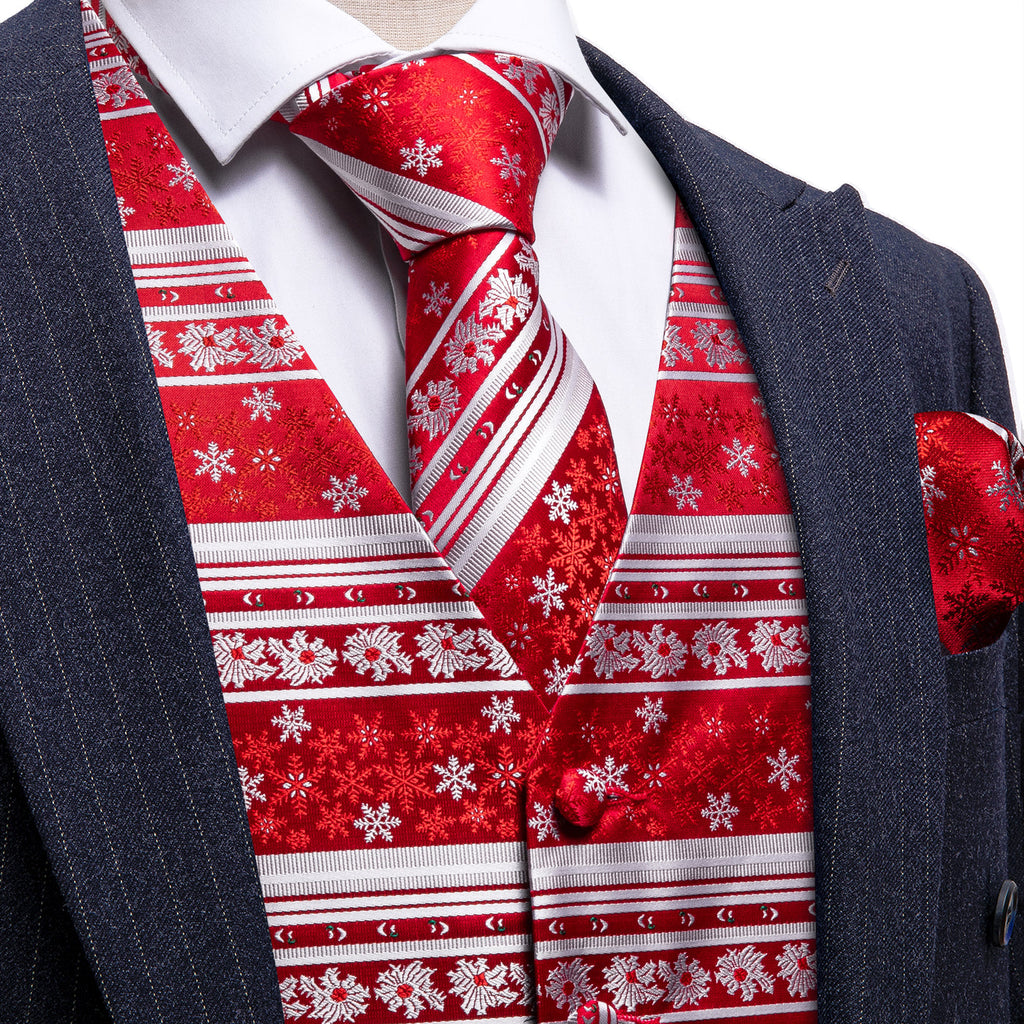 Christmas Red and White Snowflakes Vest Set - GentCrest