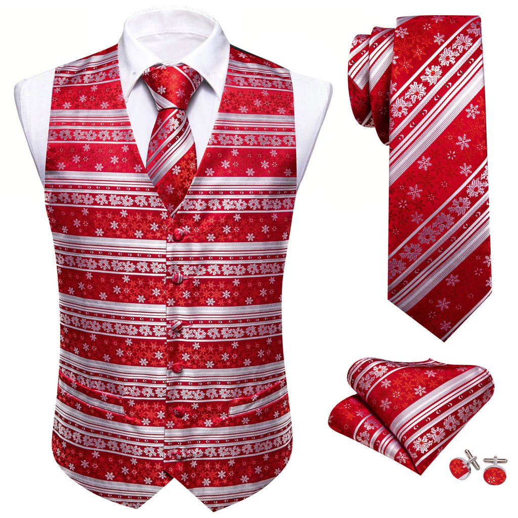 Christmas Red and White Snowflakes Vest Set - GentCrest - View 2