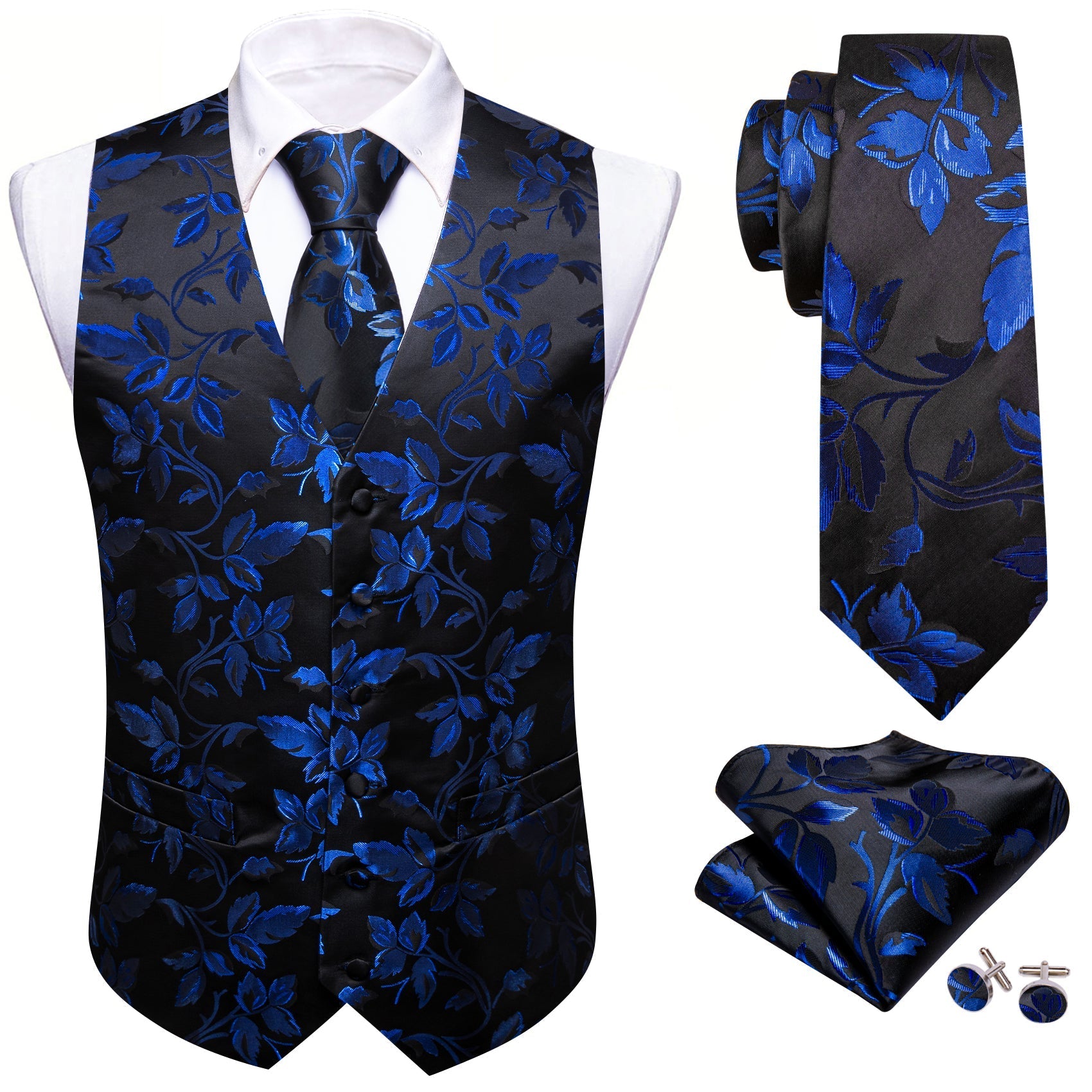 GentCrest Black Floral Vest Set - Image 2
