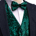 Dark Green Sequins Vest Set - GentCrest