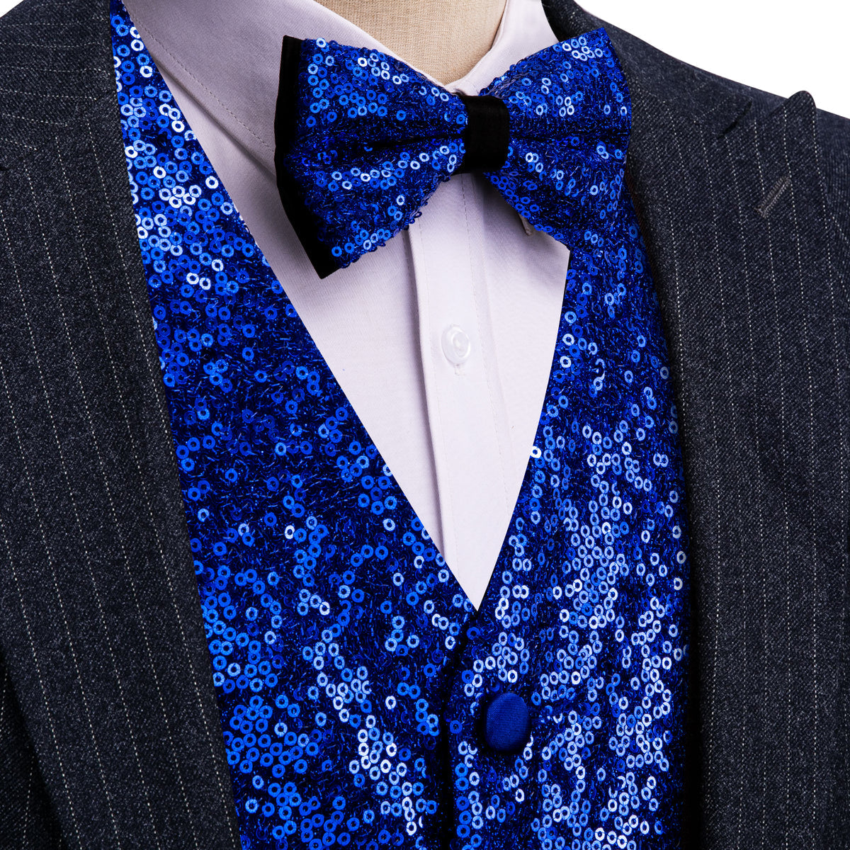 GentCrest Blue Sequin Vest Set - Image 1