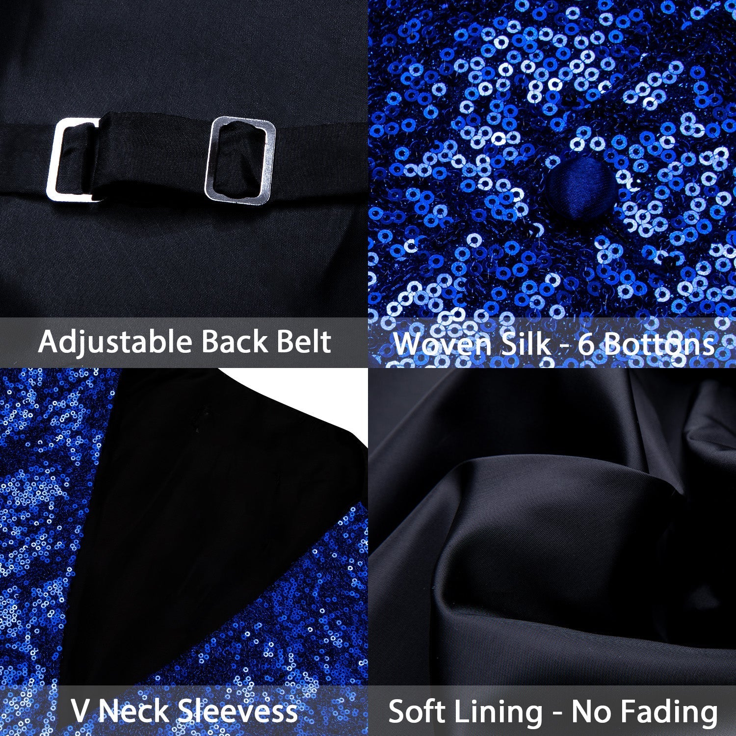GentCrest Blue Sequin Vest Set - Image 7