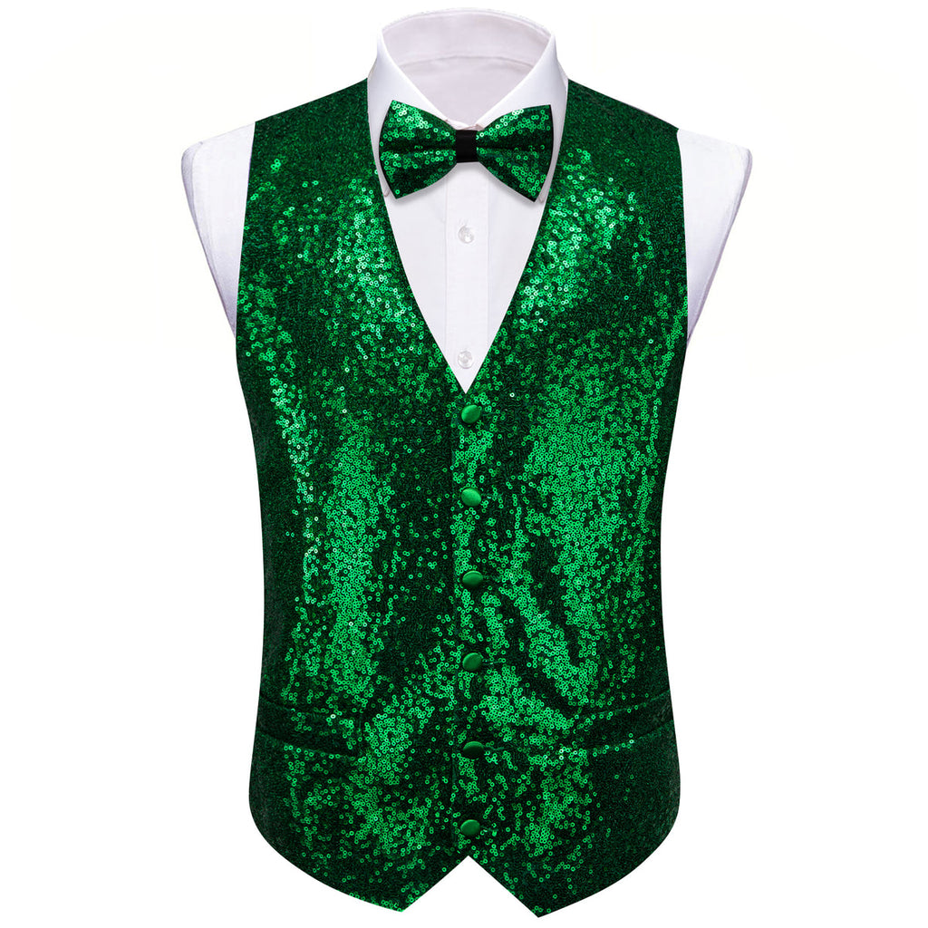 Green Sequins Vest Set - GentCrest - View 4