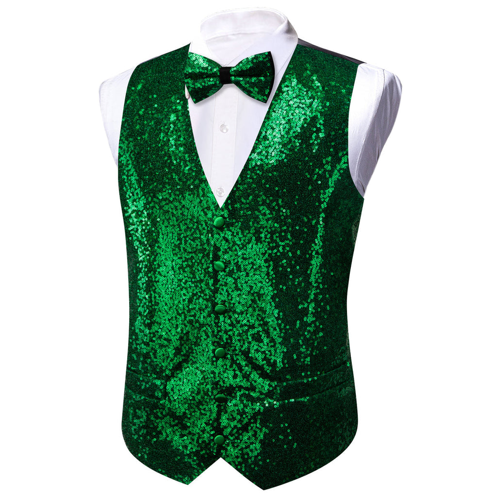 Green Sequins Vest Set - GentCrest - View 5