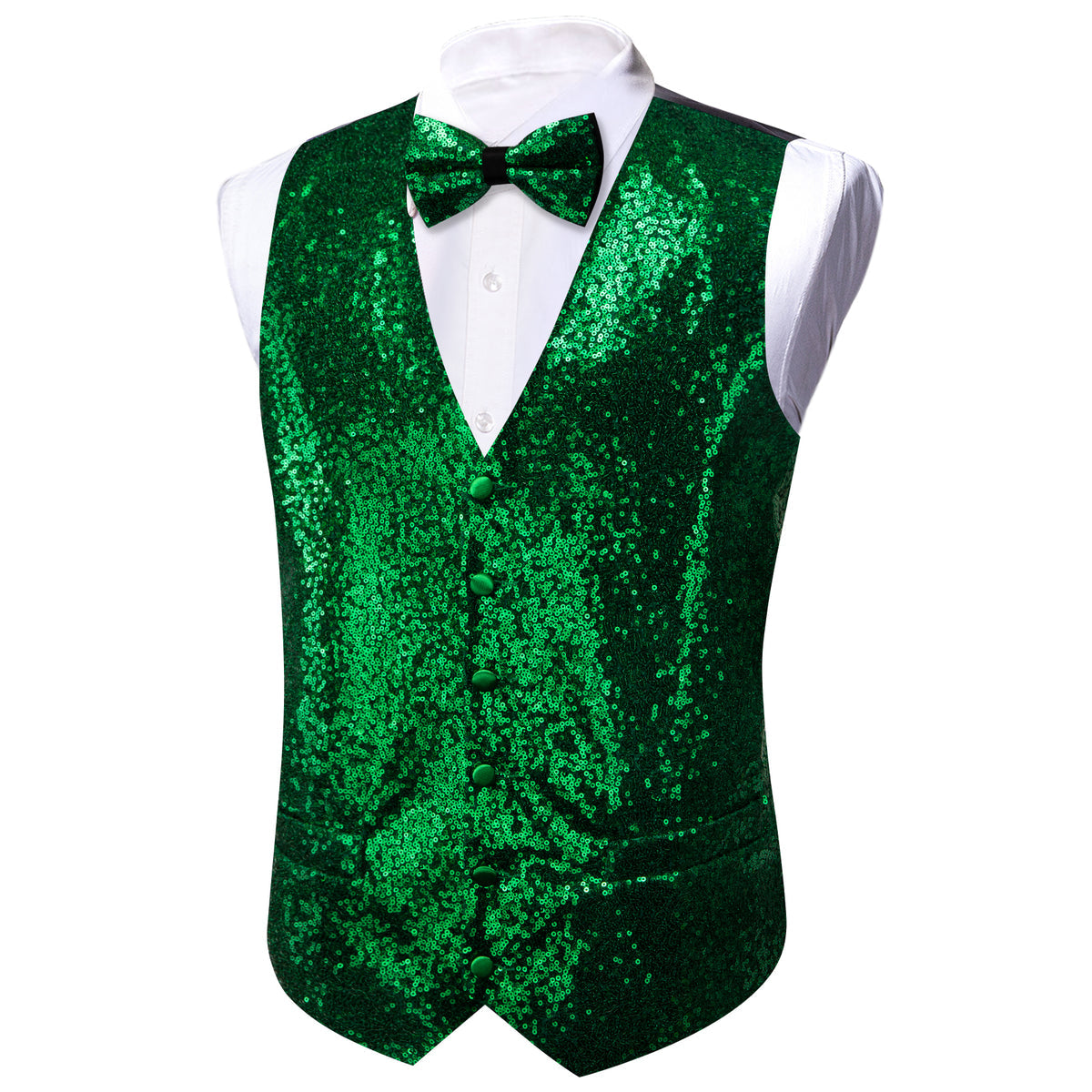 Green Sequins Vest Set - GentCrest - View 5