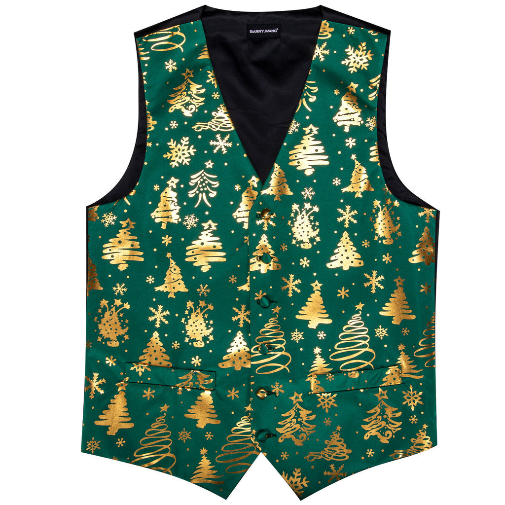 Green & Gold Christmas Tree Bow Tie Waistcoat Set Vest Set - GentCrest - View 5