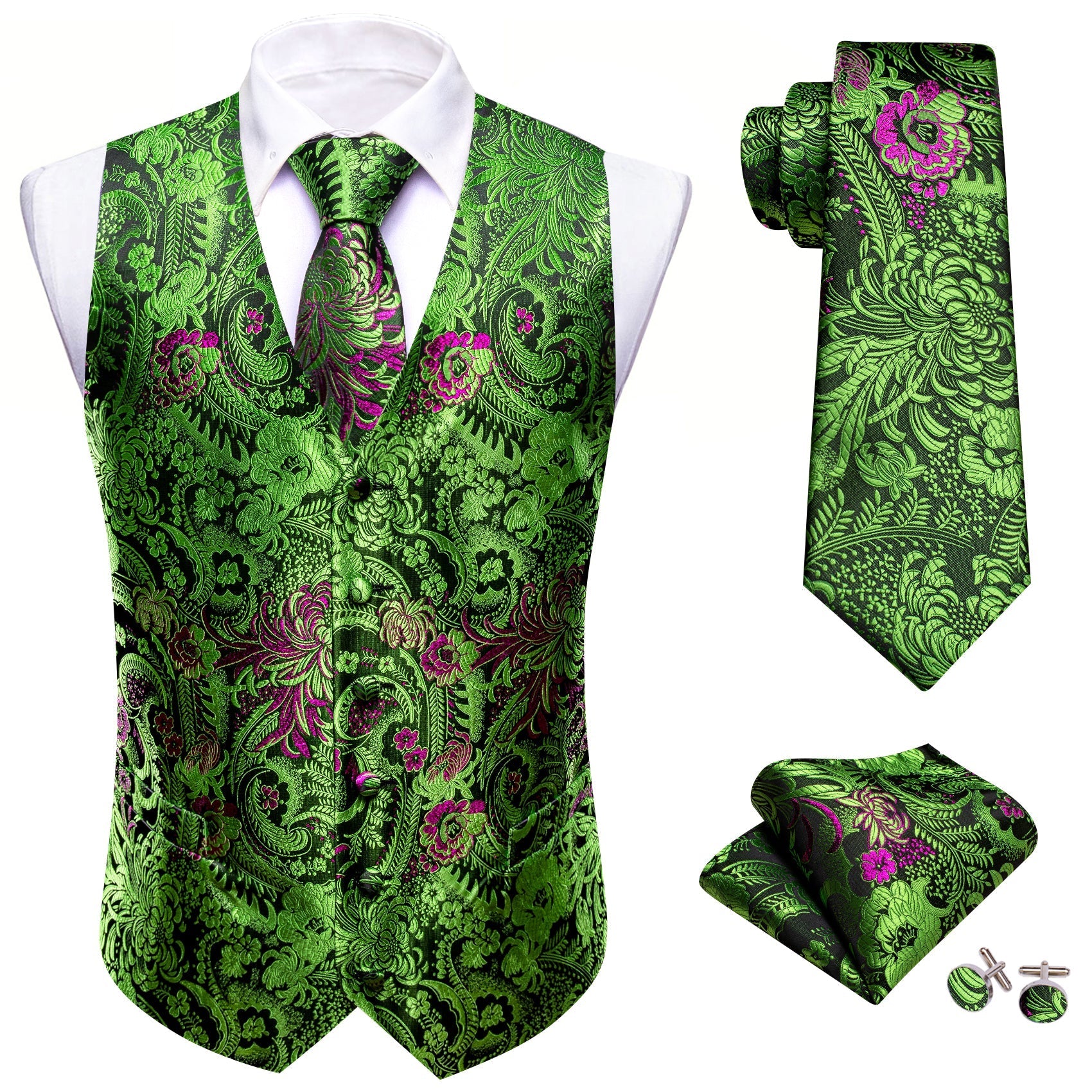 GentCrest Green Paisley Vest Set - Image 4