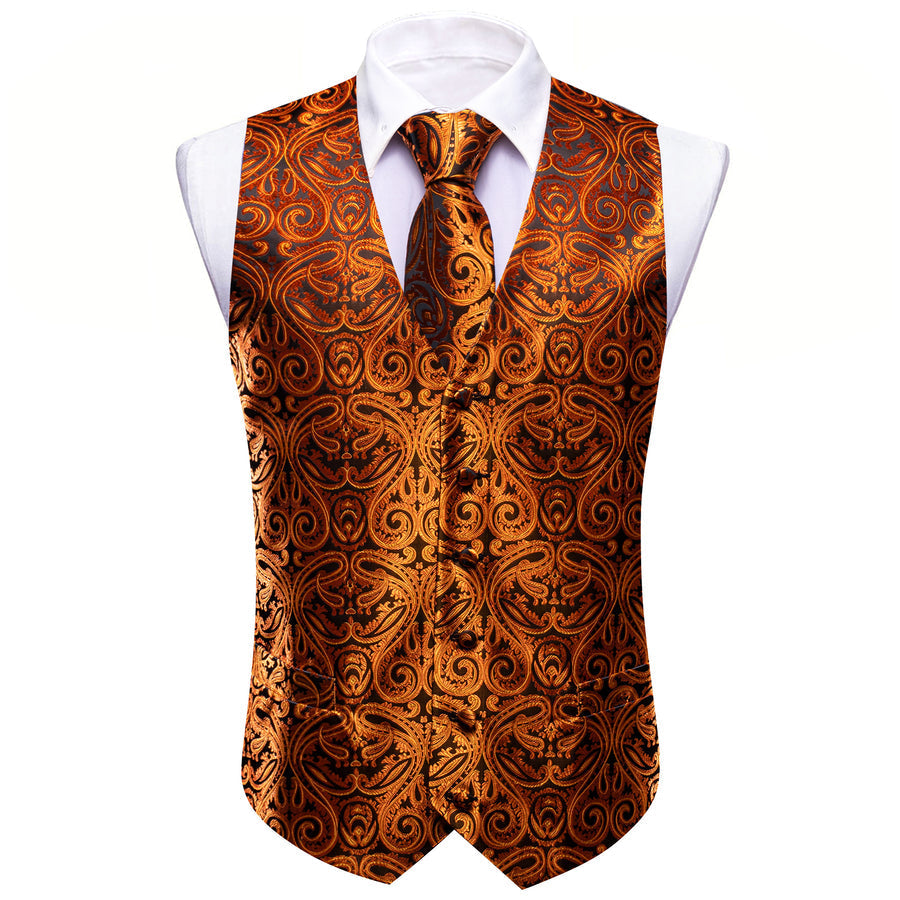 Regal Black & Gold Paisley Vest Set - GentCrest - View 2
