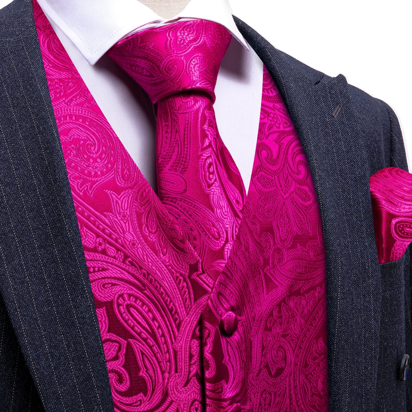 GentCrest Pink Paisley Vest Set - Image 1