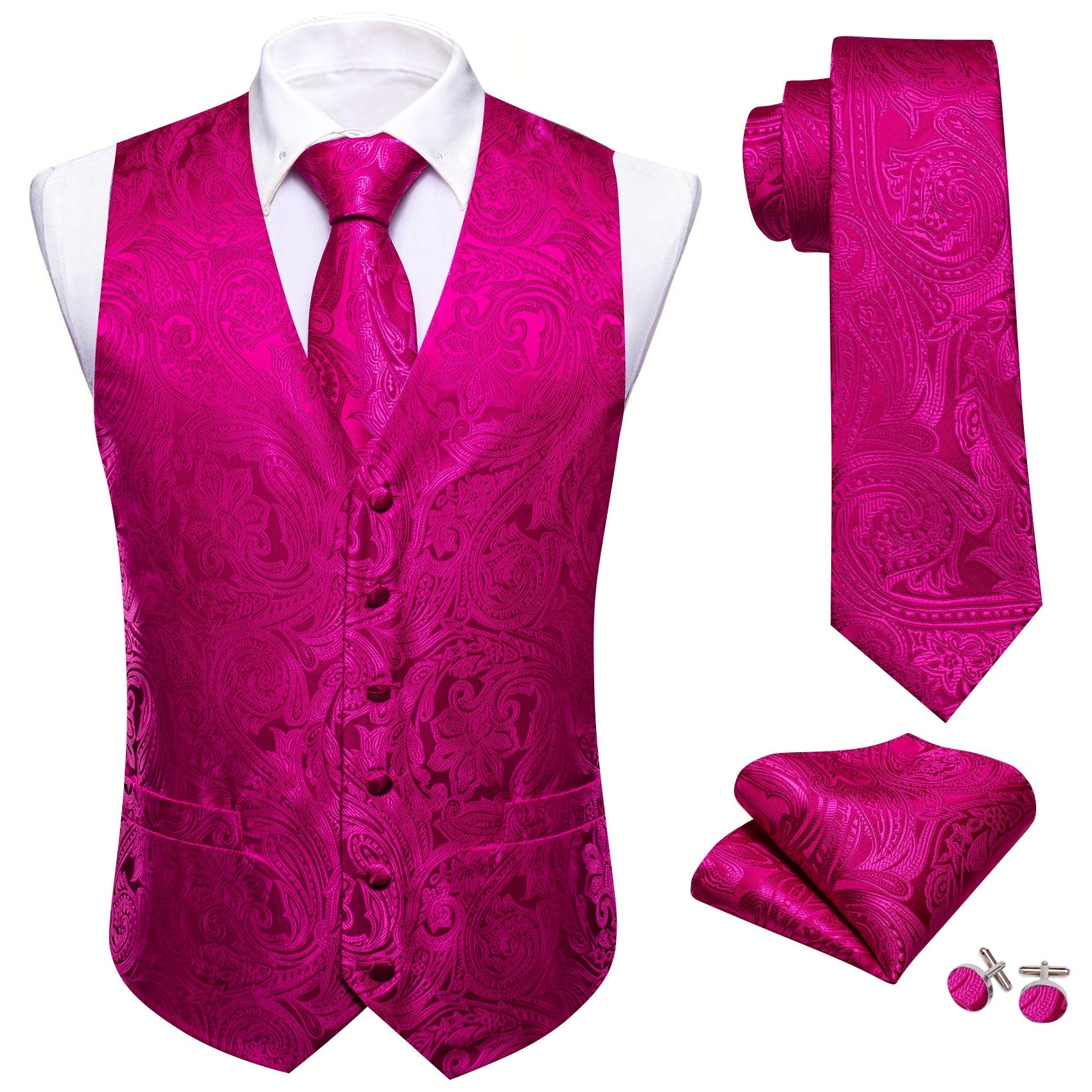 GentCrest Pink Paisley Vest Set - Image 4