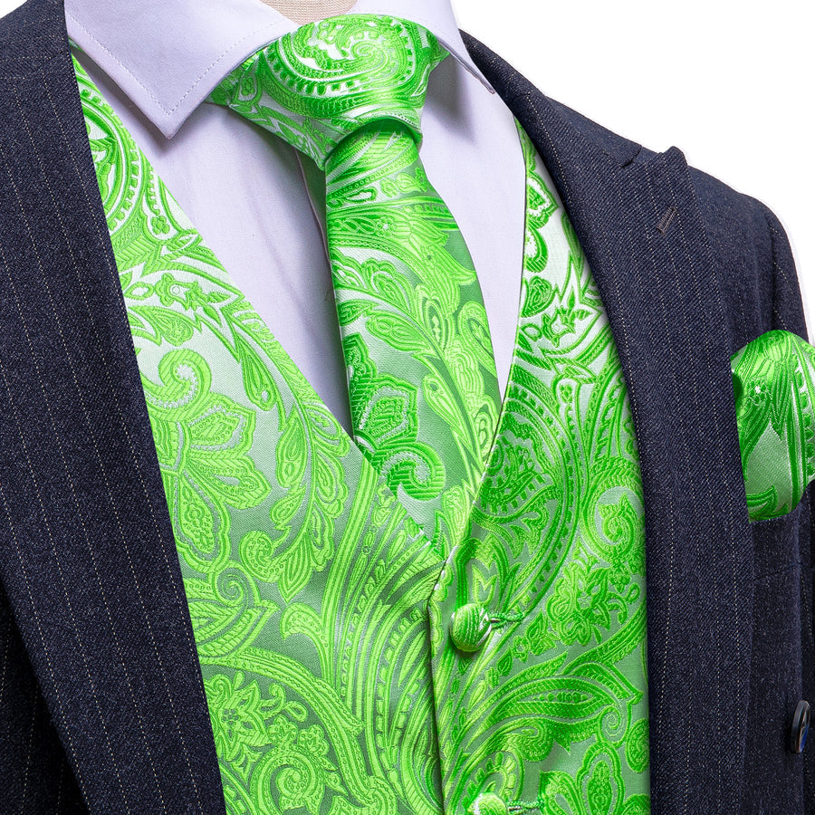 Verdant Green Floral - 4 Piece Vest Set - GentCrest