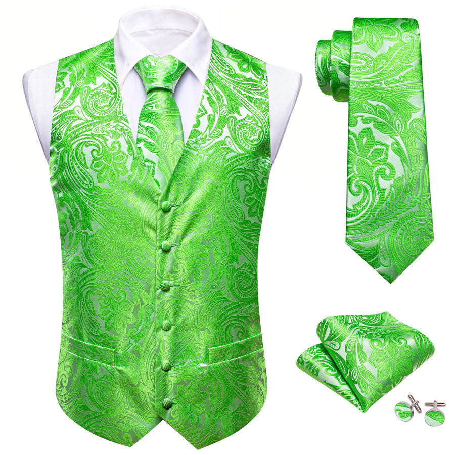 Verdant Green Floral - 4 Piece Vest Set - GentCrest - View 2