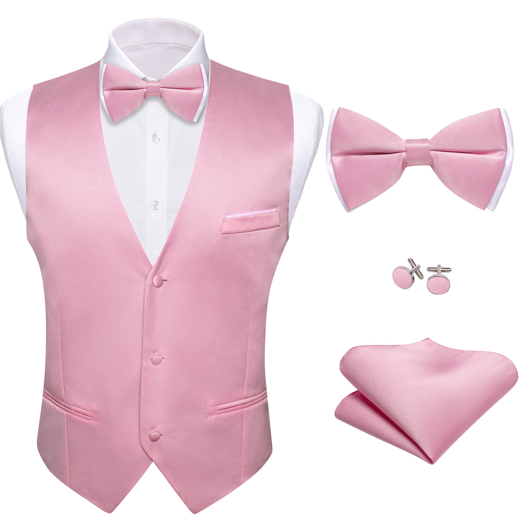 GentCrest Pink Solid Vest Set - Image 2