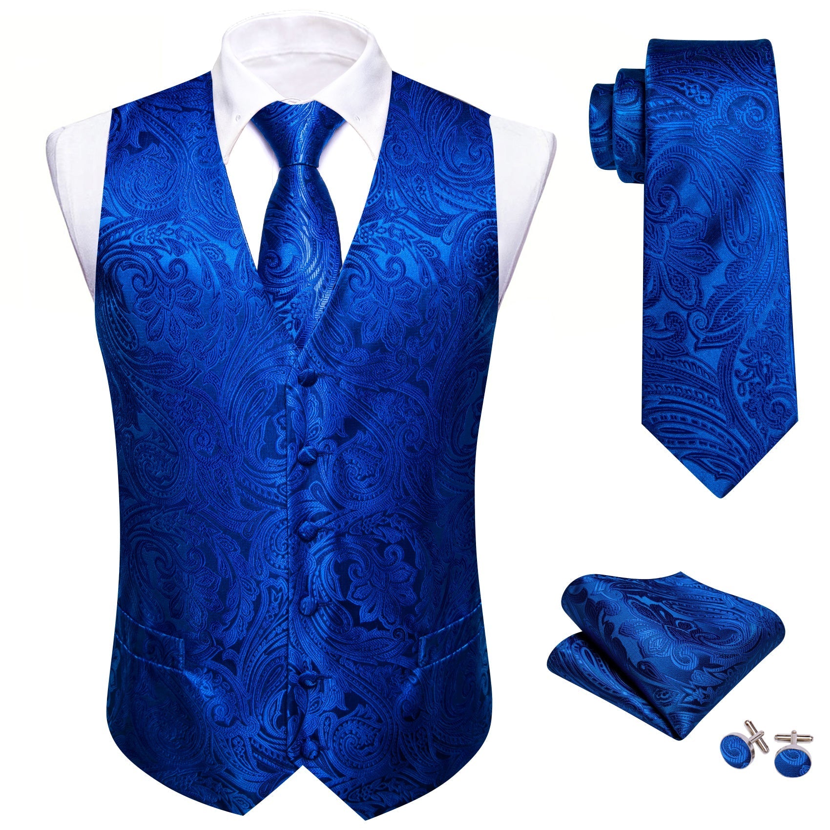 GentCrest Blue Paisley Vest Set - Image 2