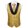 Gold Paisley with Black Collar Vest Set - GentCrest