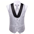 Silver Paisley with Black Collar Vest Set - GentCrest
