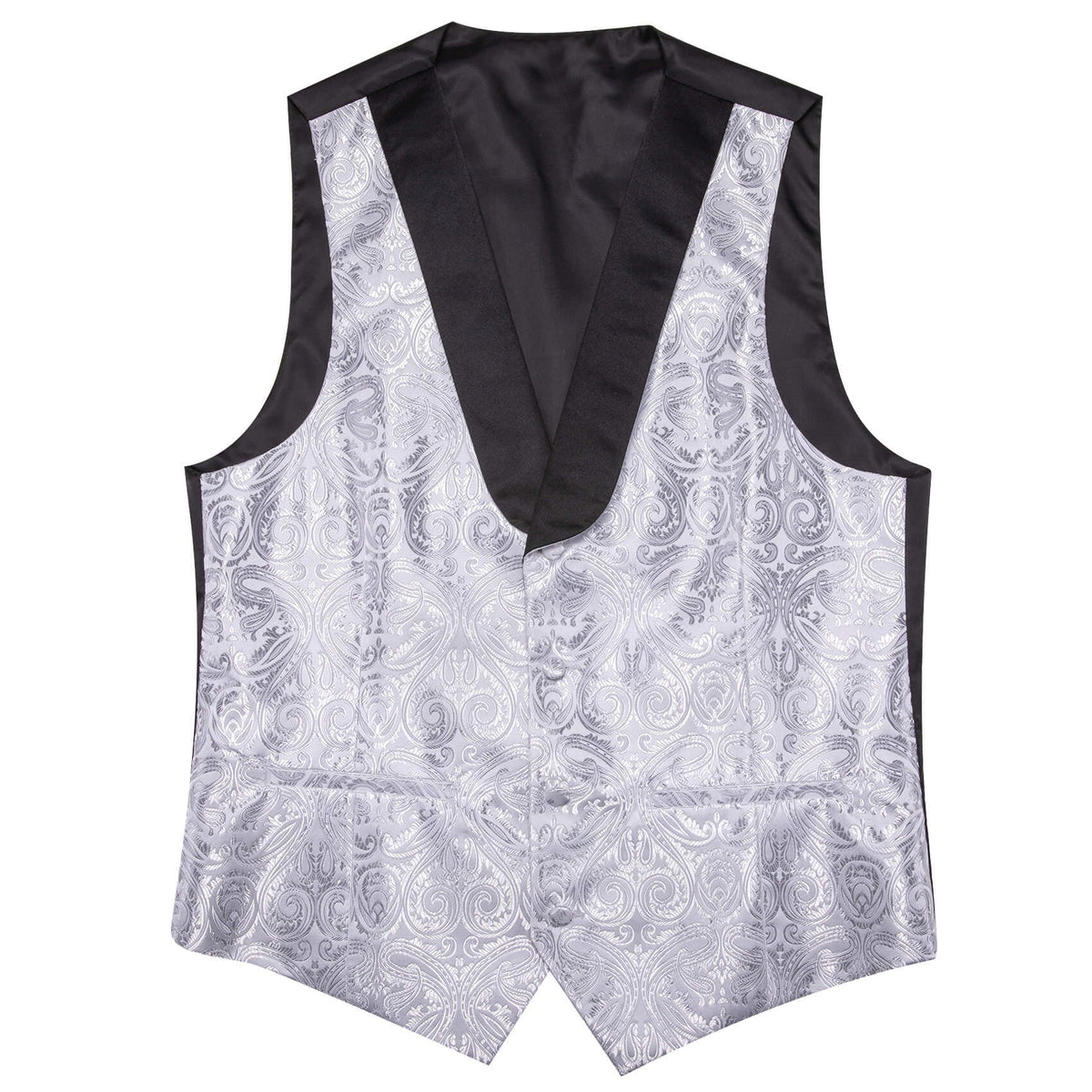 Silver Paisley with Black Collar Vest Set - GentCrest - View 3