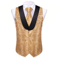 Mocha Delight Paisley with Black Collar Vest Set - GentCrest