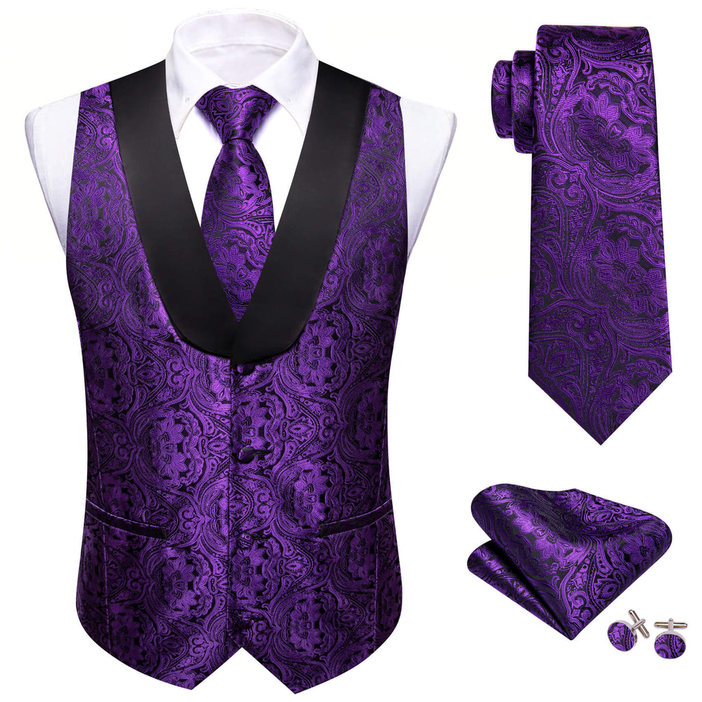 GentCrest Purple Paisley Vest Set - Image 3