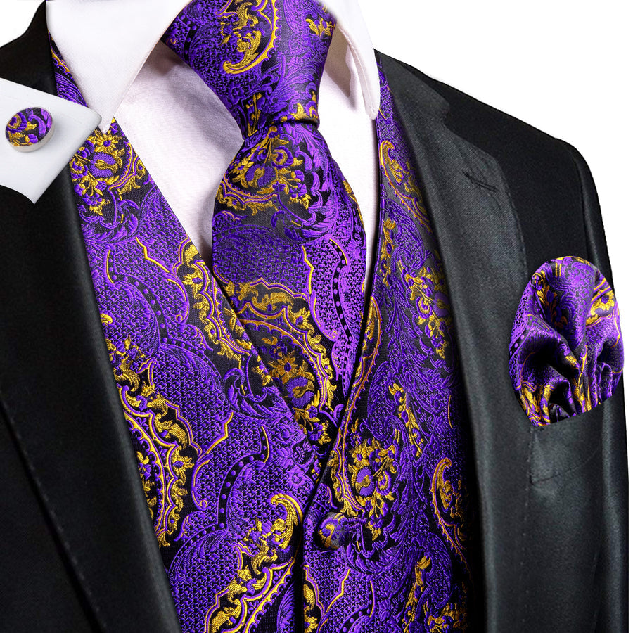 GentCrest Purple Paisley Vest Set - Image 1