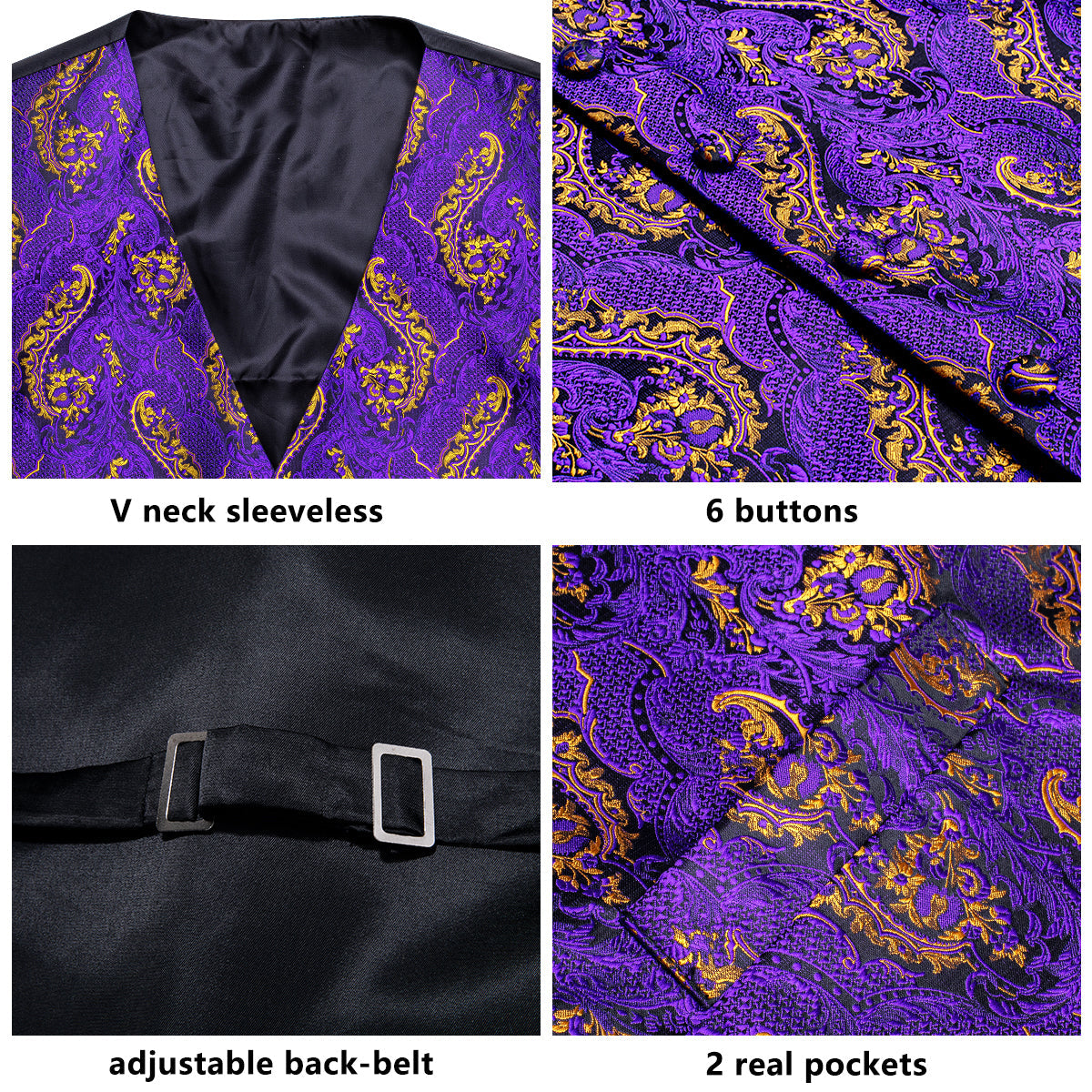 GentCrest Purple Paisley Vest Set - Image 6