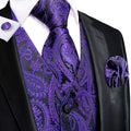 Purple and Black Paisley Vest Set - GentCrest
