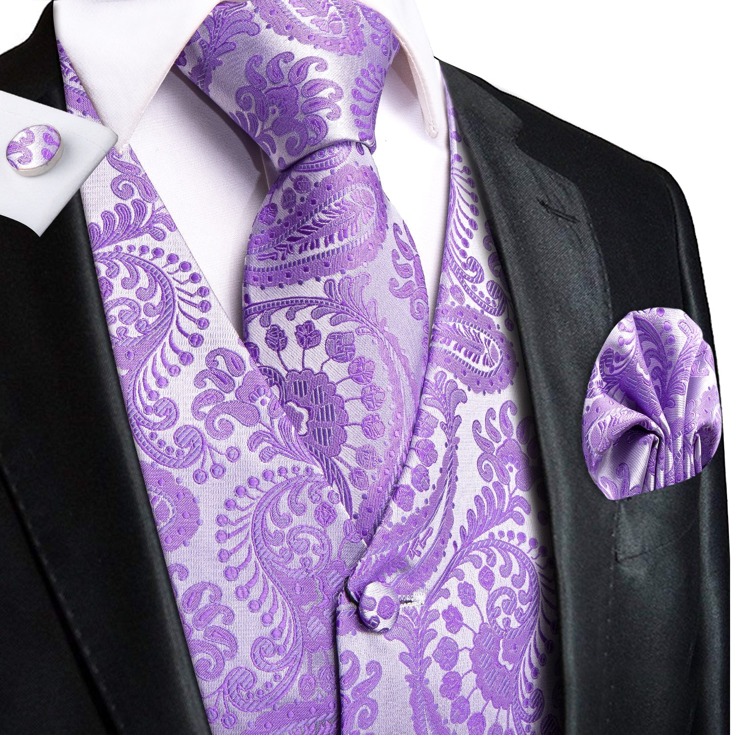 GentCrest Purple Paisley Vest Set - Image 1