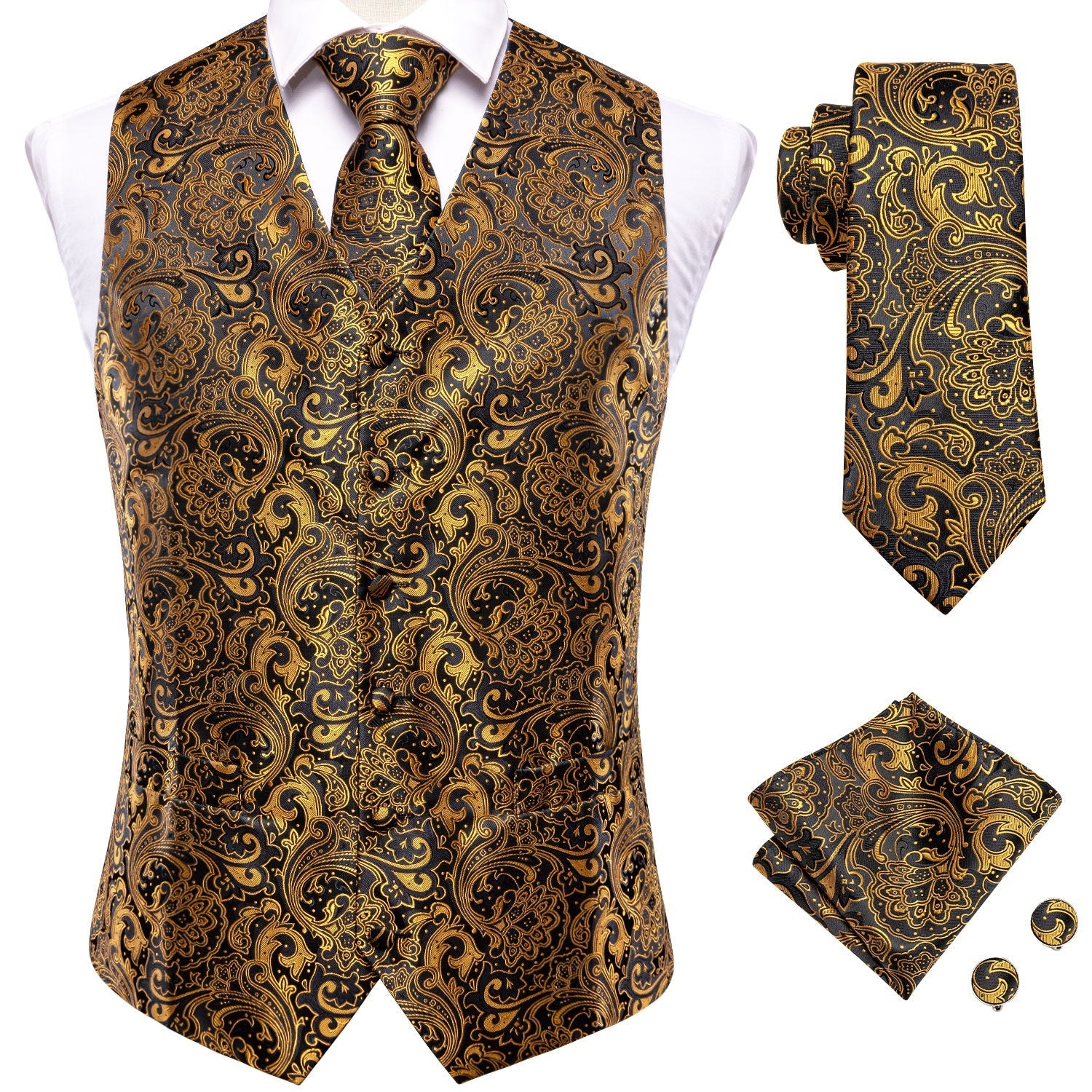 GentCrest Black Paisley Vest Set - Image 4