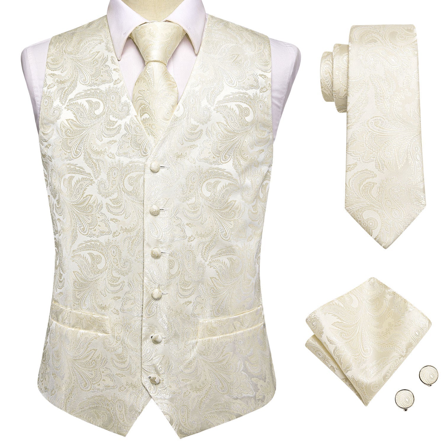 GentCrest White Paisley Vest Set - Image 3