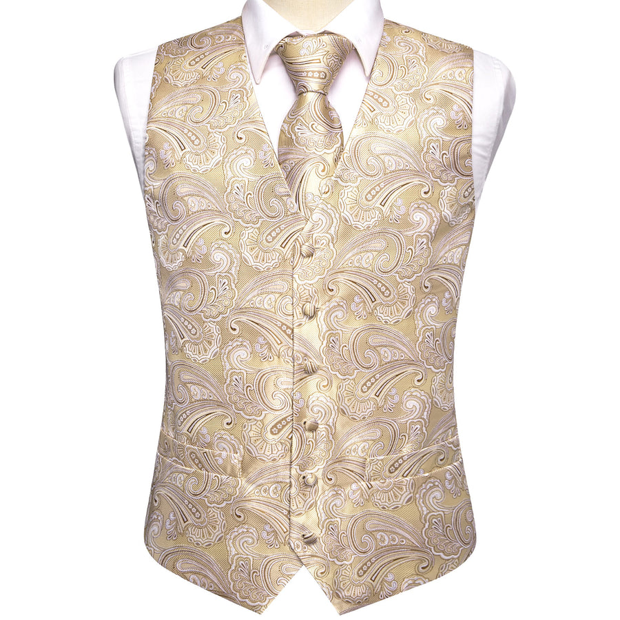 Light Champagne Paisley Vest Set - GentCrest - View 4