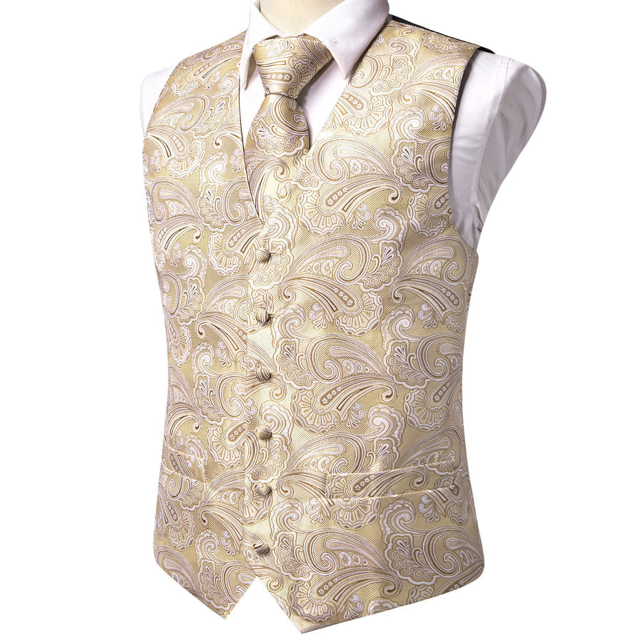 Light Champagne Paisley Vest Set - GentCrest - View 5