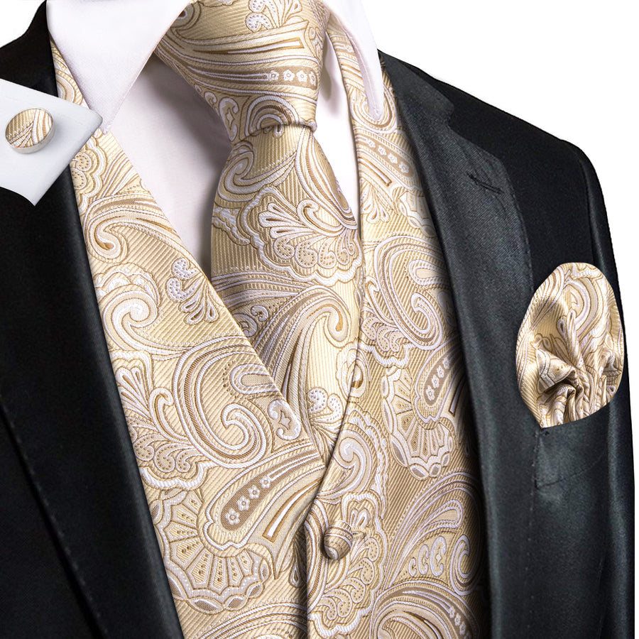 Light Champagne Paisley Vest Set - GentCrest