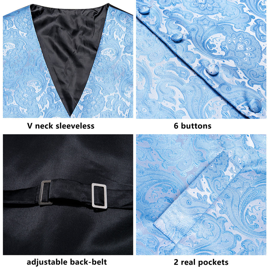 Azure Paisley Vest Set - GentCrest - View 4