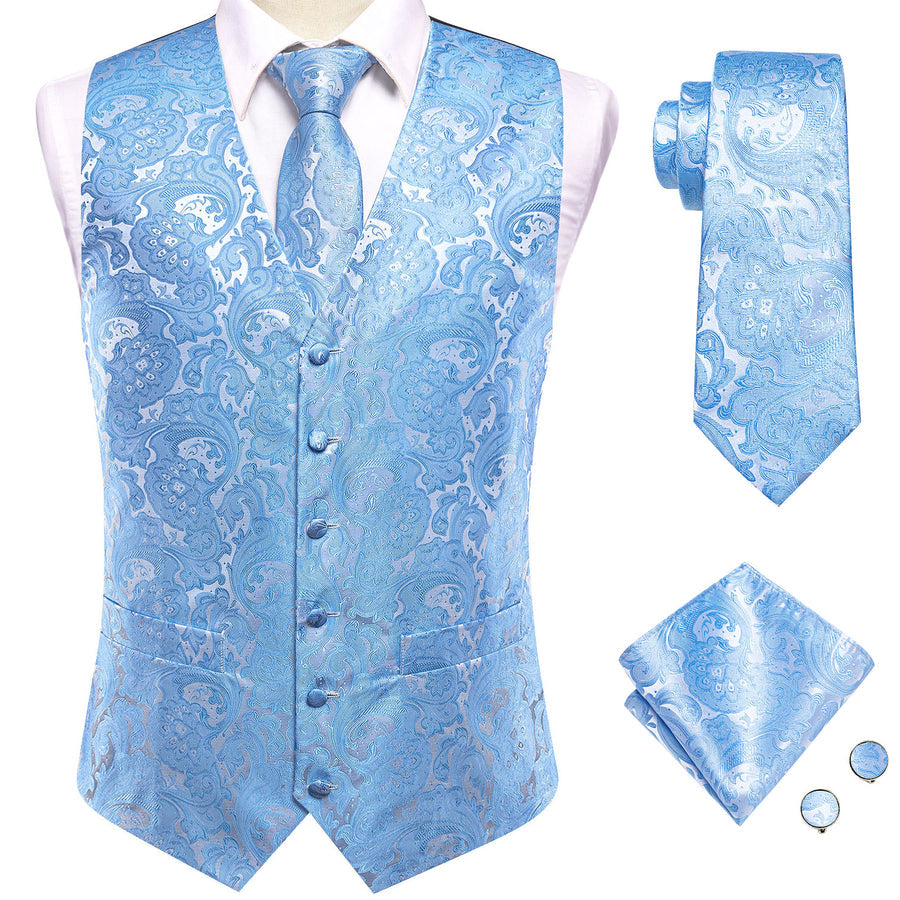 Azure Paisley Vest Set - GentCrest - View 3