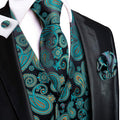 Forest Green & Charcoal Paisley Vest Set - GentCrest