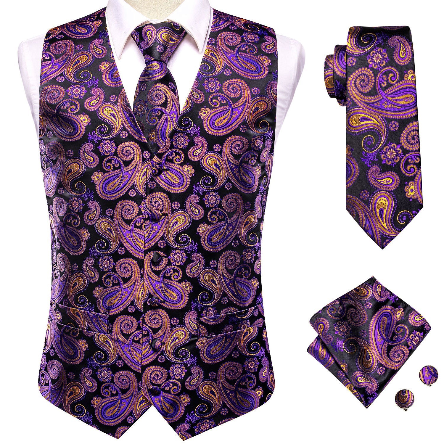 GentCrest Black Paisley Vest Set - Image 2