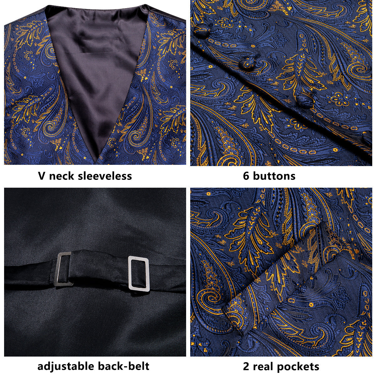 GentCrest Blue Paisley Vest Set - Image 8
